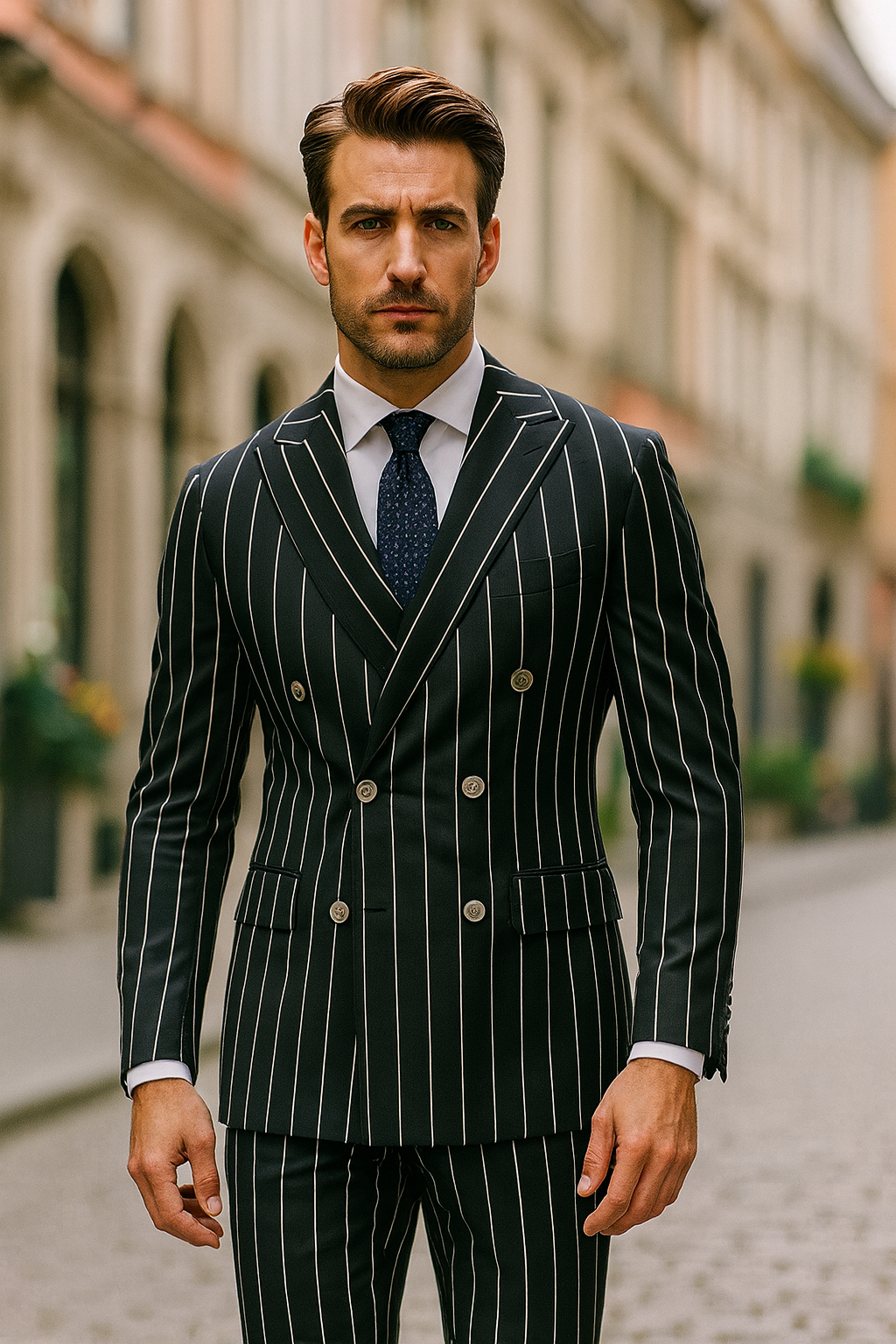 Black Pinstripe Suit - Gangster Suit - 1920's Suit - Double Breasted Suit - New Arrival - Coat Size 38