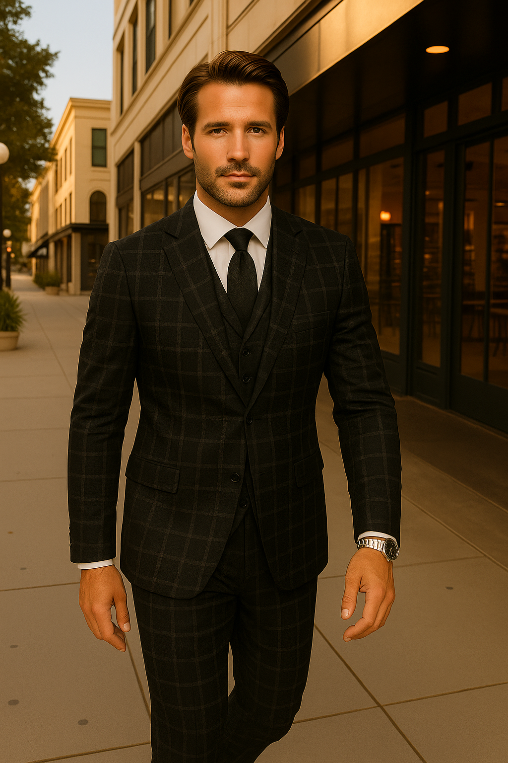 Wool Suit - Italian Made Business Suit by Statement Men's 3 Piece 100% Wool Fashion Suit - Modern Fit - 38R
