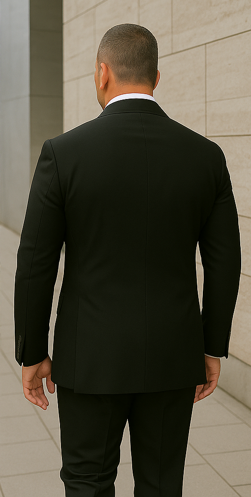 Wool Suit - Italian Made Business Suit by Statement Men's 2 Piece 100% Wool Double Breasted Suit - Micro Windowpane - 38R