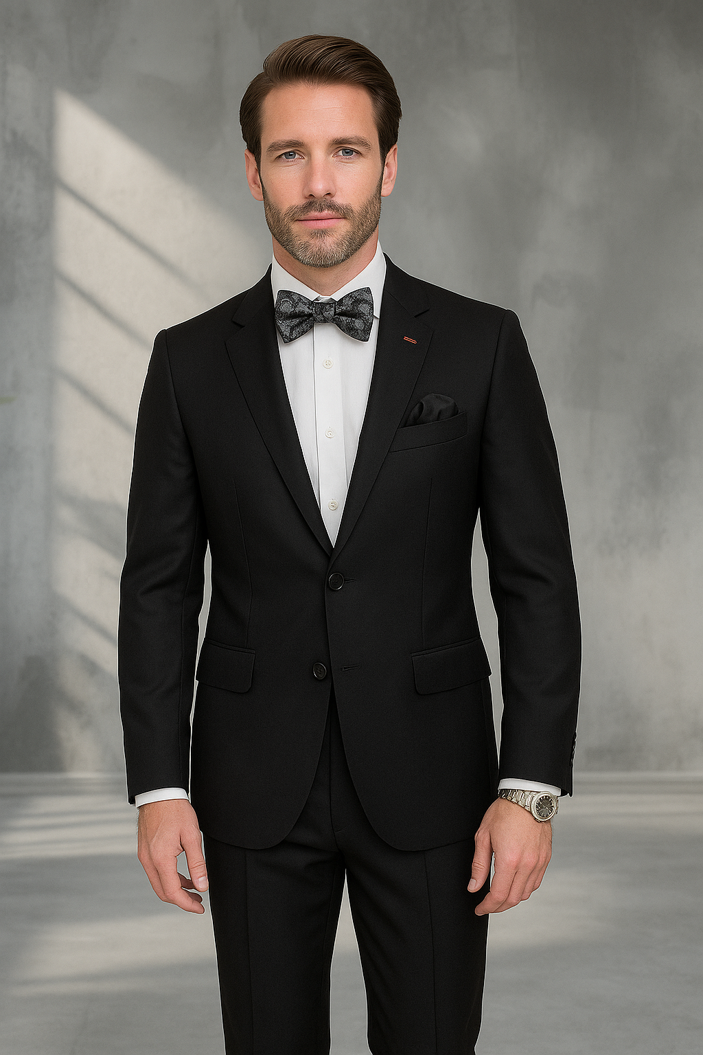 Wool Suit - Italian Made Business Suit by Statement Men's 2 Piece 100% Wool Modern Fit Suit - Subtle Texture - 38R