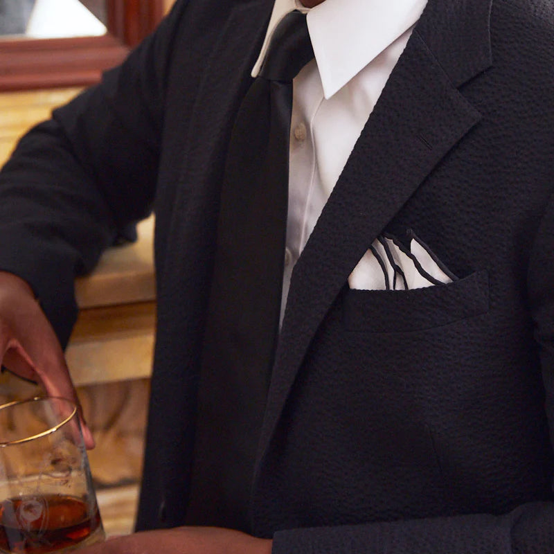 Seersucker Blazer - "Black Pepper" Seersucker Sport Coat Black Pepper Seersucker Stretch Sport Coat - 38 R