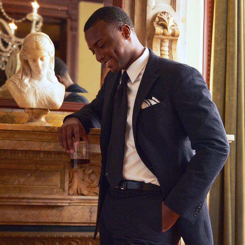 Seersucker Blazer - "Black Pepper" Seersucker Sport Coat Black Pepper Seersucker Stretch Sport Coat - 38 R