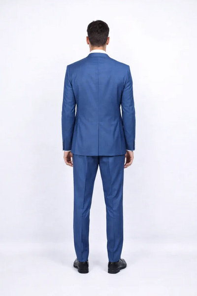 Blue Slim Fit Mens Suit by Rossiman Rossi Skinny Style with 1-Button Jacket
