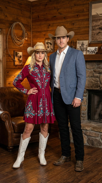 Mens Blue Textured Cowboy Blazer Western Style Sport Coat for Ranch Wedding, Business and Country Events