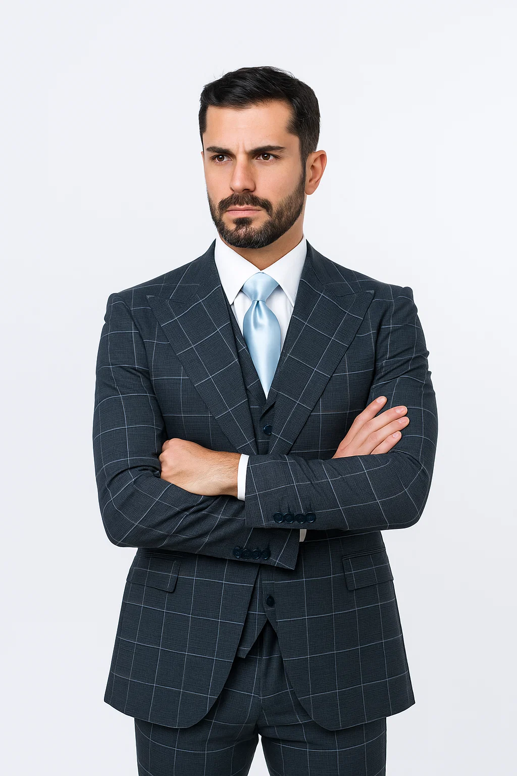Suits With Baggy Pleated Pants - Wide Leg Pants 100% Wool - Classic Fit in Navy by Rossiman - 38 Regular