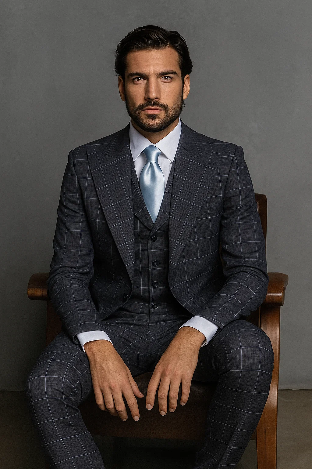 Suits With Baggy Pleated Pants - Wide Leg Pants 100% Wool - Classic Fit in Navy by Rossiman - 38 Regular