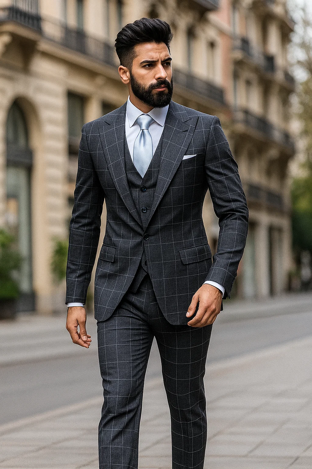 Suits With Baggy Pleated Pants - Wide Leg Pants 100% Wool - Classic Fit in Navy by Rossiman - 38 Regular