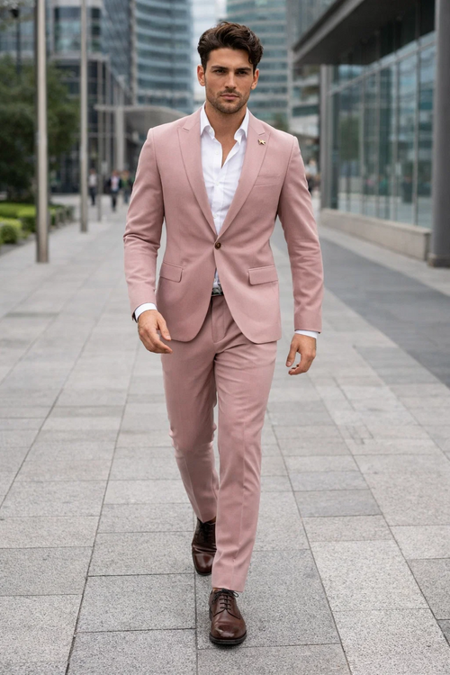 Blush Color Suit For Men - Mauve Suit - Wedding Slim Fit Suit