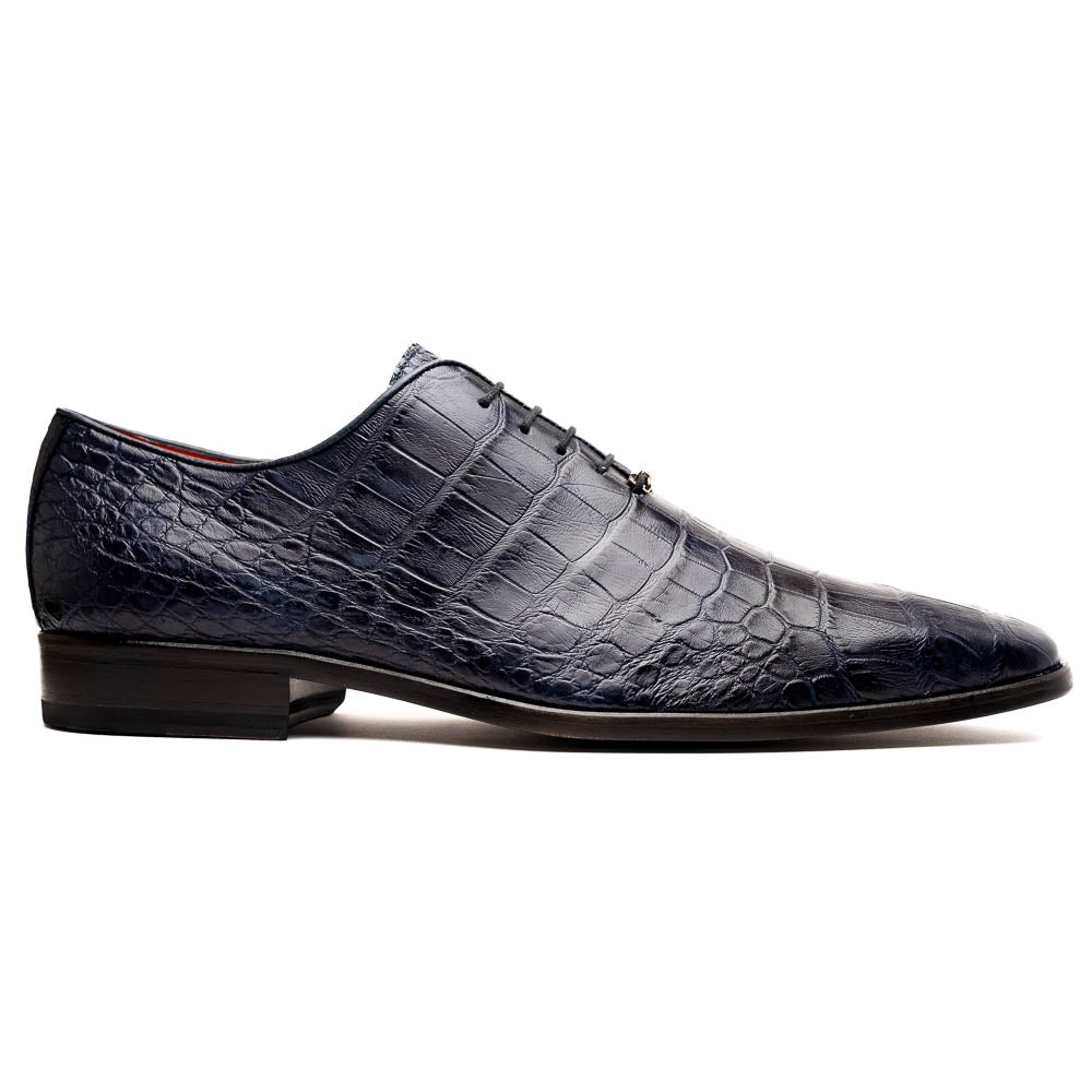 Marco Di Milano Bono Navy Alligator Wholecut Oxfords - 8