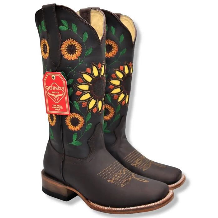 Botas Vaqueras de Cuero con Girasoles para Mujer en Horma Rodeo - 6