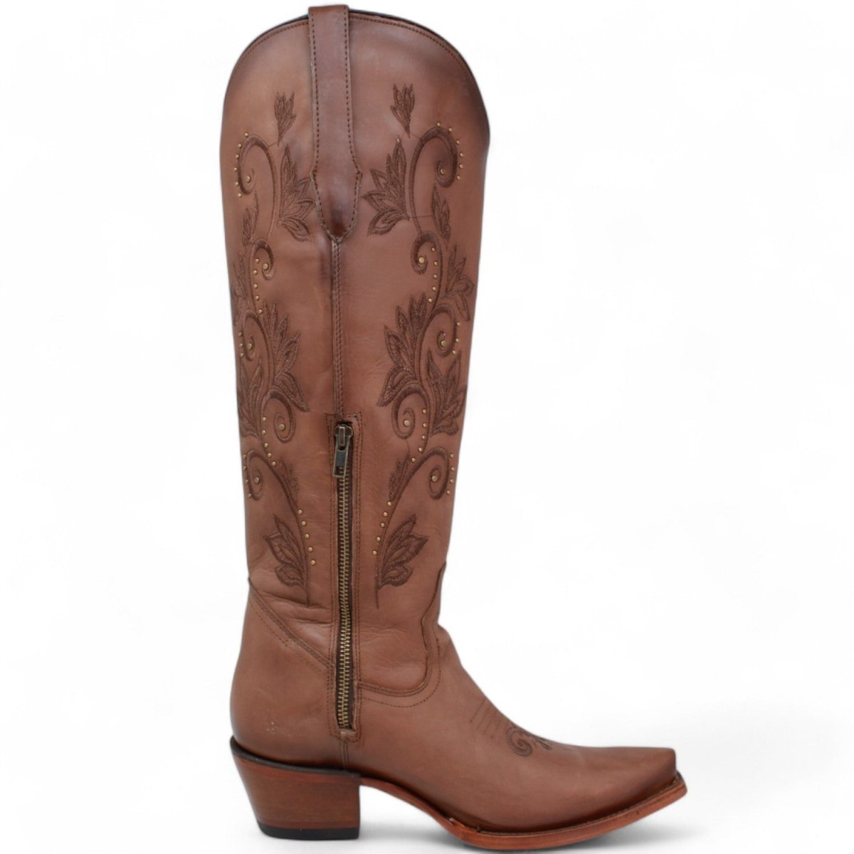 Botas Altas de Cuero Original para Mujer Color Miel Q34T8351 - 5 USA