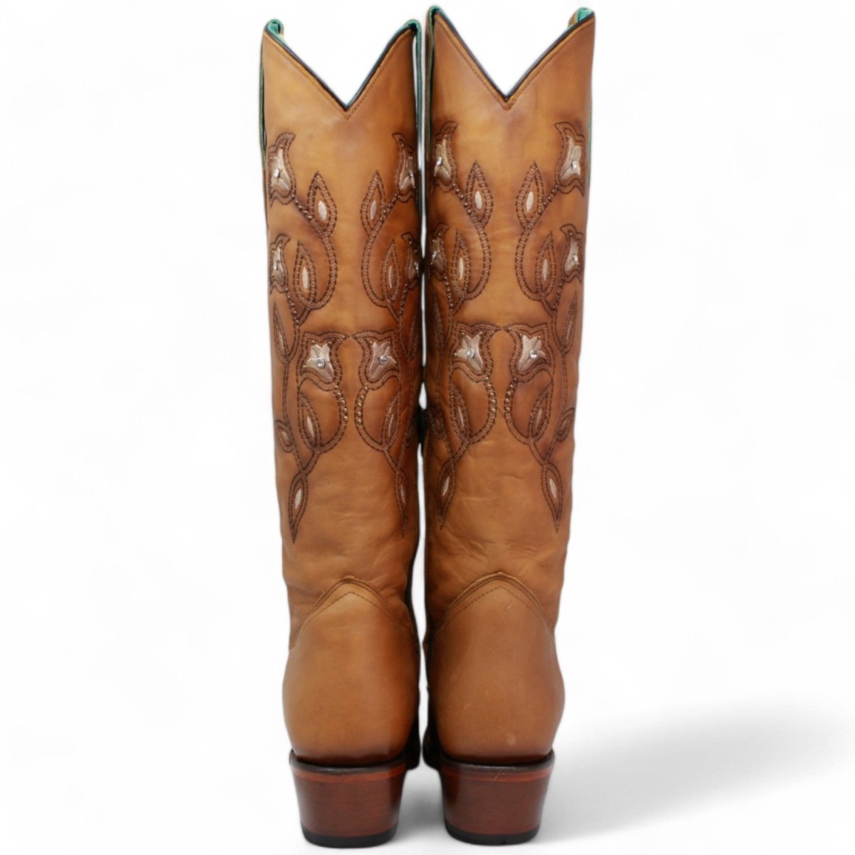 Botas Altas de Cuero Original para Mujer Color Tan Q34T8331 - 5 USA