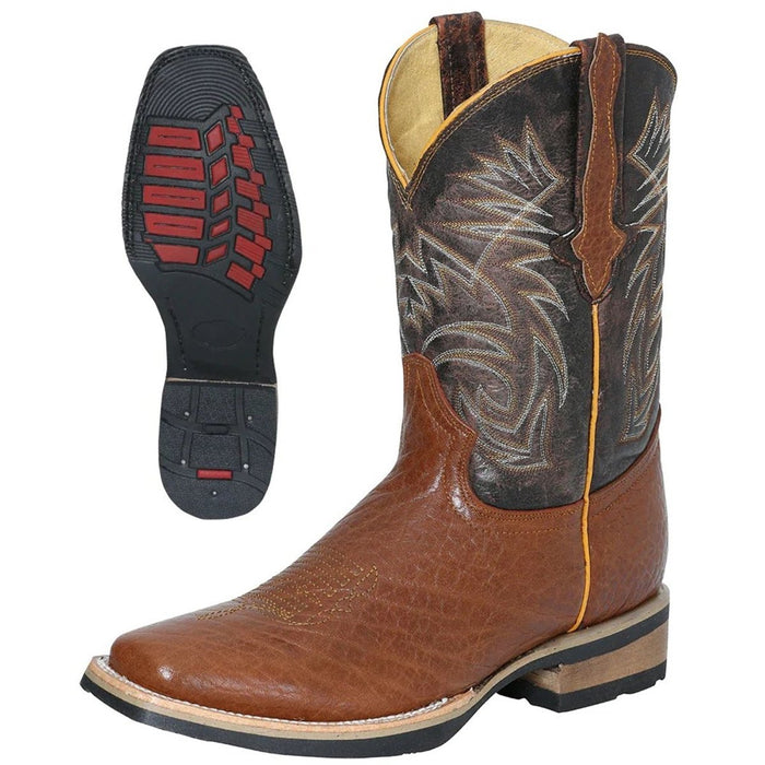 Botas de Cuello de Toro Original Horma Rodeo Color Miel Suela de Hule GEN - 6