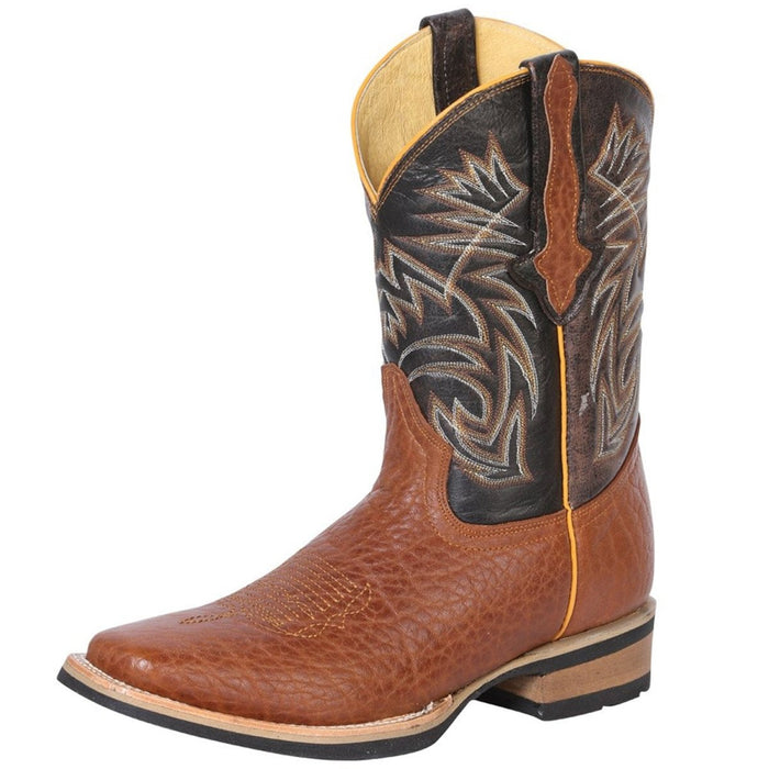 Botas de Cuello de Toro Original Horma Rodeo Color Miel Suela de Hule GEN - 6