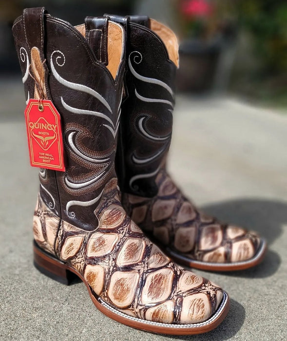 Botas de Pescado Africano Grabado Horma Rodeo Cuadrada - 6