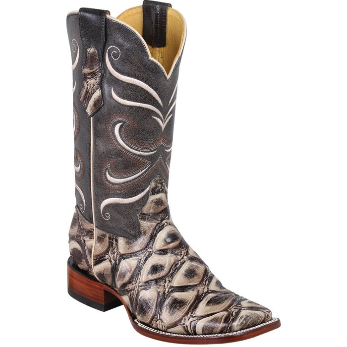 Botas de Pescado Africano Grabado Horma Rodeo Cuadrada - 6