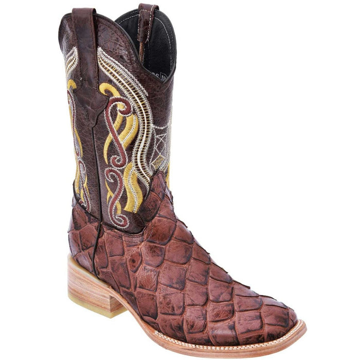 Botas de Pescado Pirarucu Grabado en Horma Rodeo Cuadrada - 6