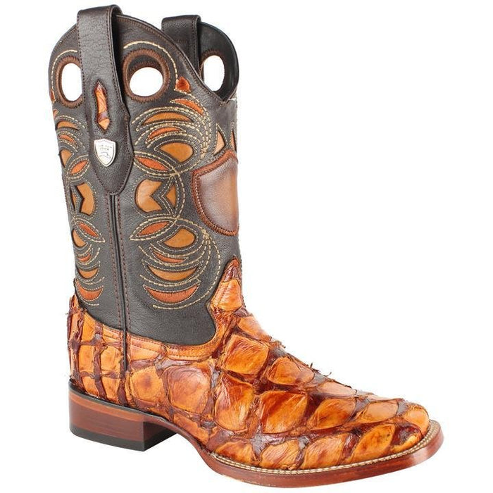 Botas de Pescado Pirarucu Original en Horma Rodeo Cuadrada - 6
