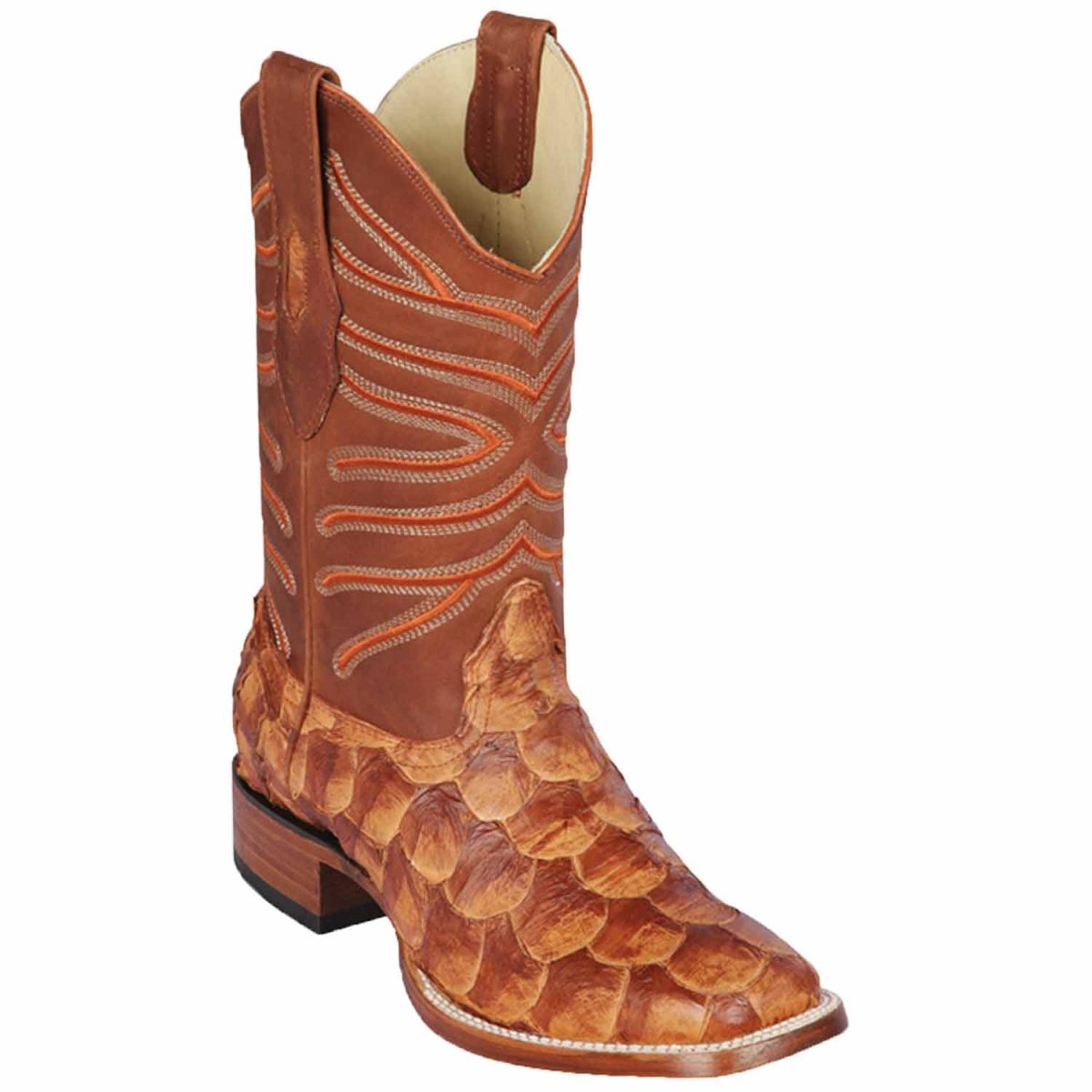 Botas de Pescado Pirarucu Original en Horma Rodeo Cuadrada - Mink
