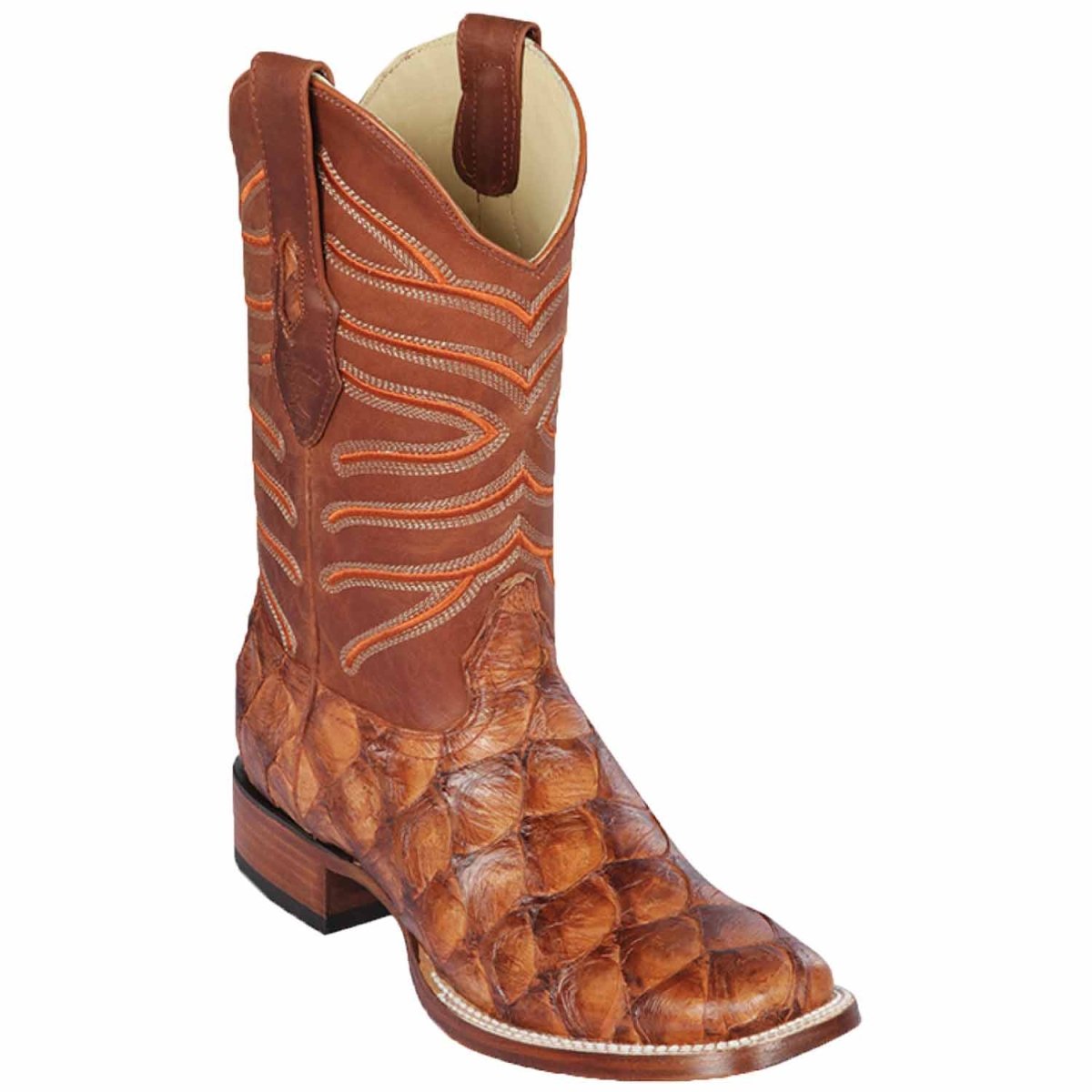 Botas de Pescado Pirarucu Original en Horma Rodeo Cuadrada - Mink