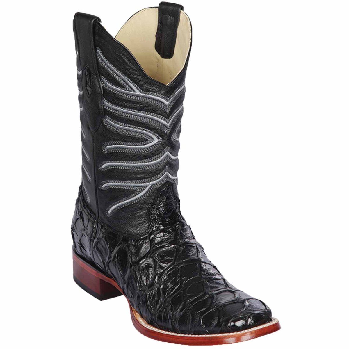 Botas de Pescado Pirarucu Original en Horma Rodeo Cuadrada - Black Cherry