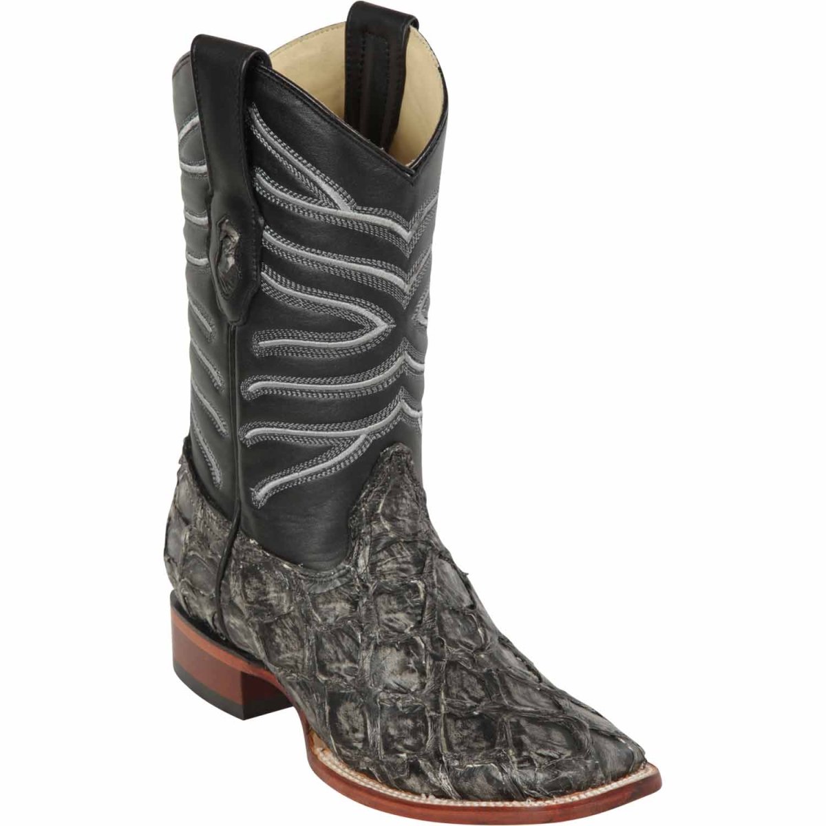 Botas de Pescado Pirarucu Original en Horma Rodeo Cuadrada - Black Cherry