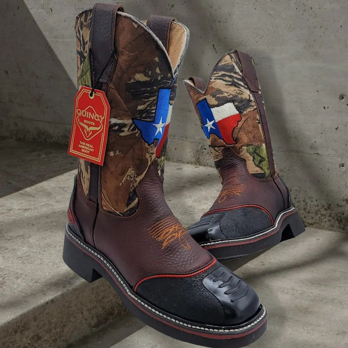 Botas de Trabajo con Bandera de Texas con Casco de Acero - 6
