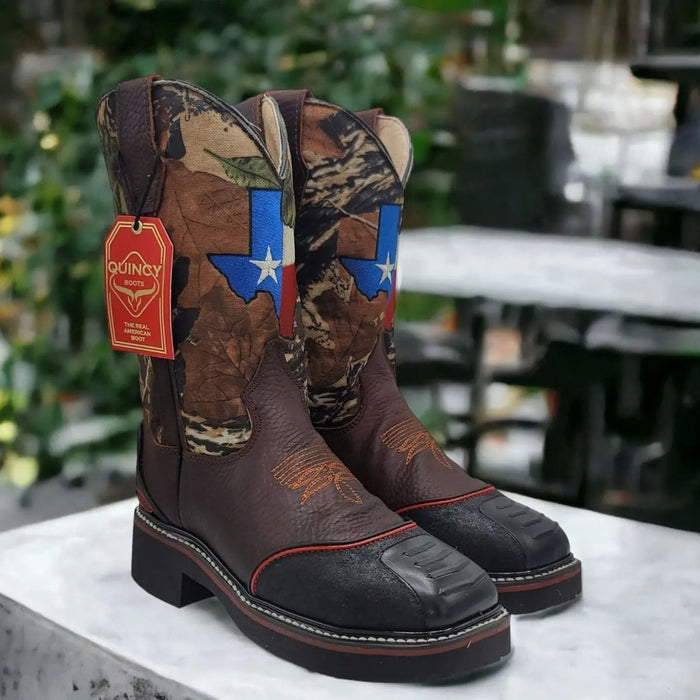 Botas de Trabajo con Bandera de Texas con Casco de Acero - 6