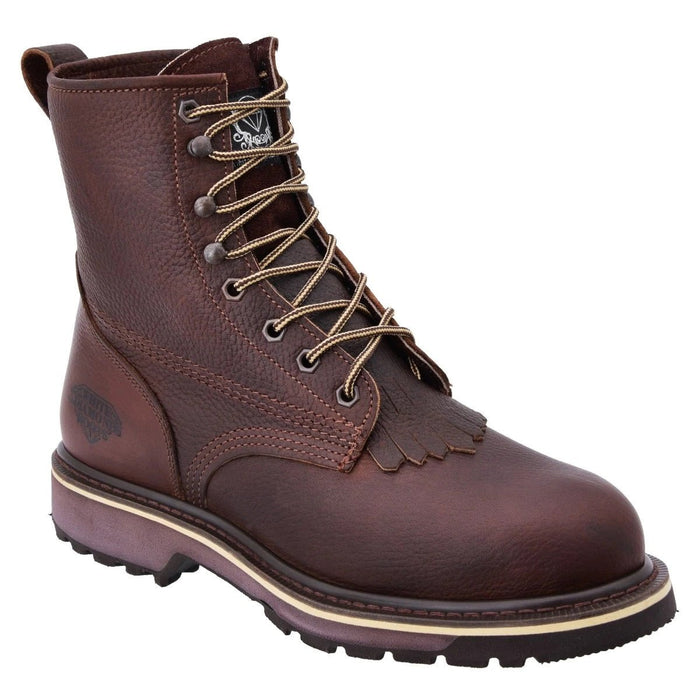 Botas de Trabajo de Agujetas con Barbitas Color Cafe WD - 6
