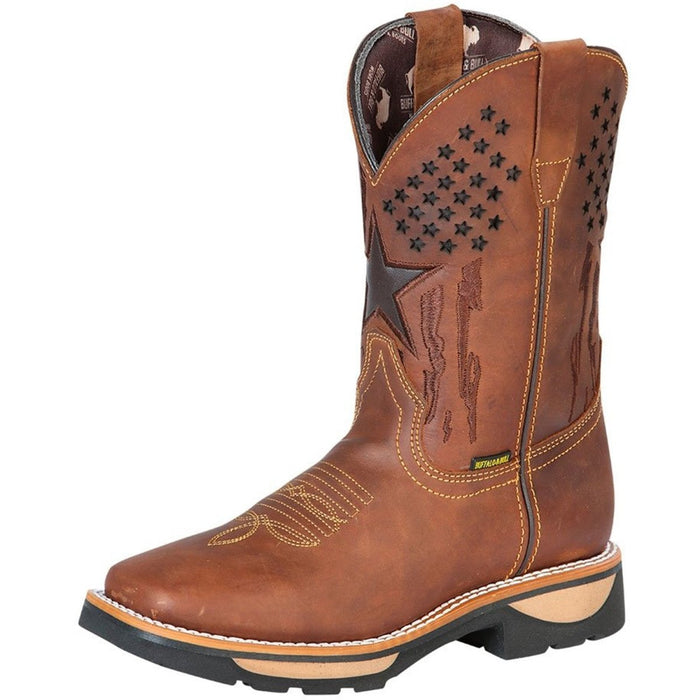 Botas de Trabajo de Cuero Horma Rodeo Color Tan con Estrellas