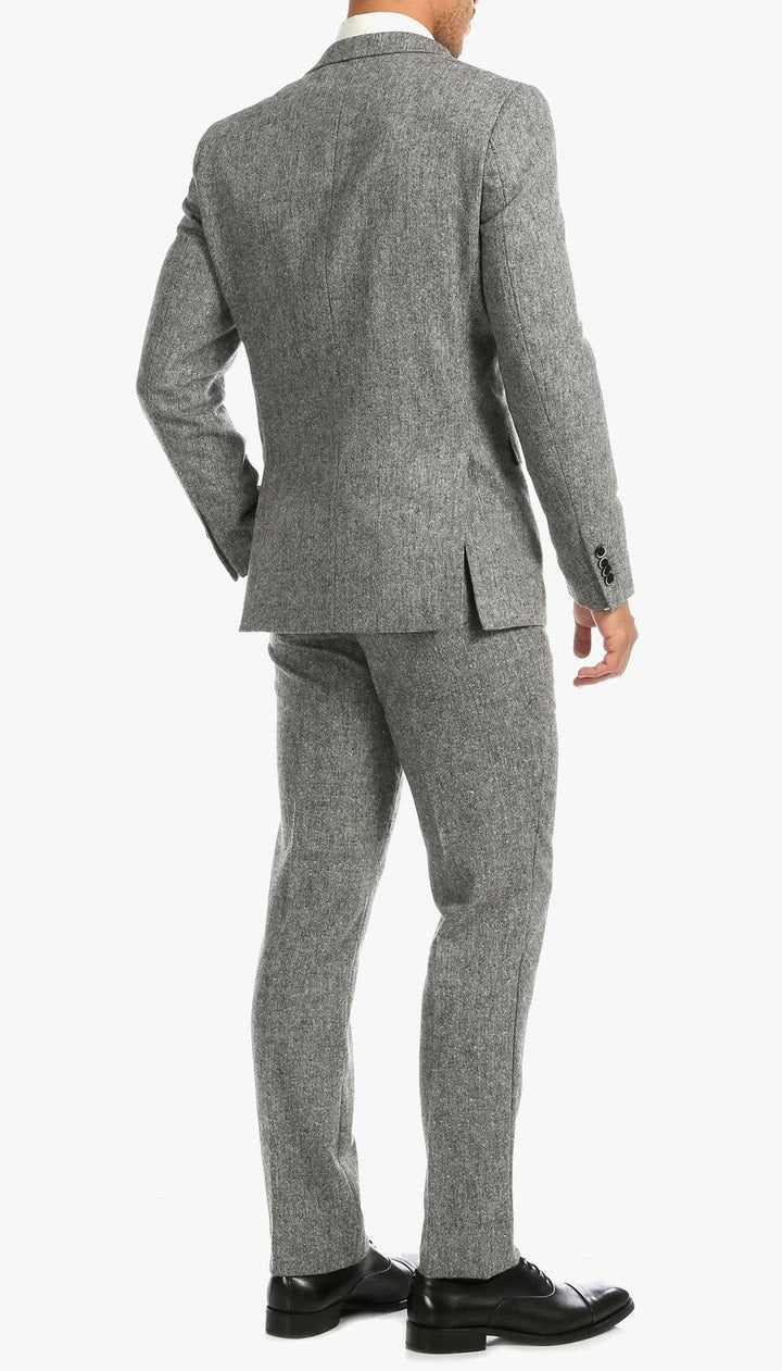 1920's Men's Clothing - Tweed Suit - Herringbone 1920s Mens Suit - Vintage Grey Tweed Suit - 38 Short Jacket+32 Waist Adjustable 28to34)(Height: 5 4 to5 7 )(Neck 15-16.5)S-M)