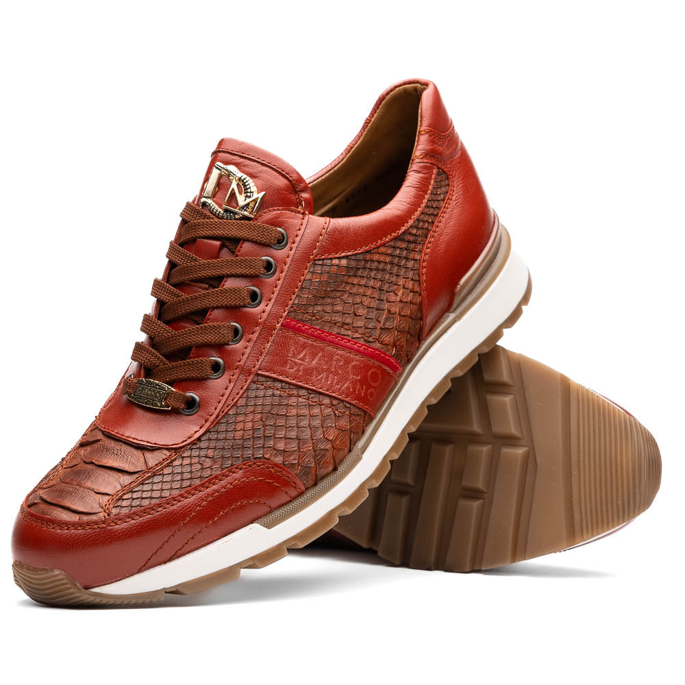 Marco Di Milano Brescia Antique Cognac Python & Calfskin Sneakers - 8