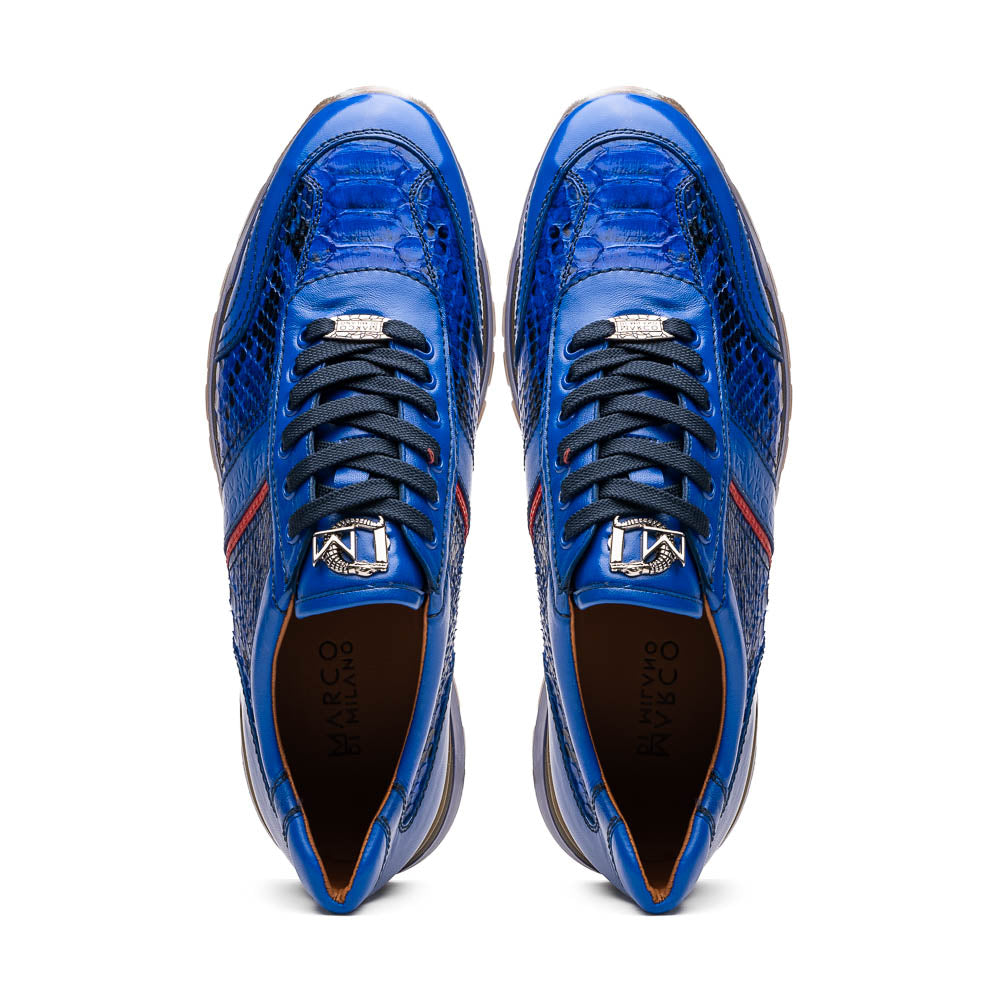 Marco Di Milano Brescia Electric Blue Python & Calfskin Sneakers - 10