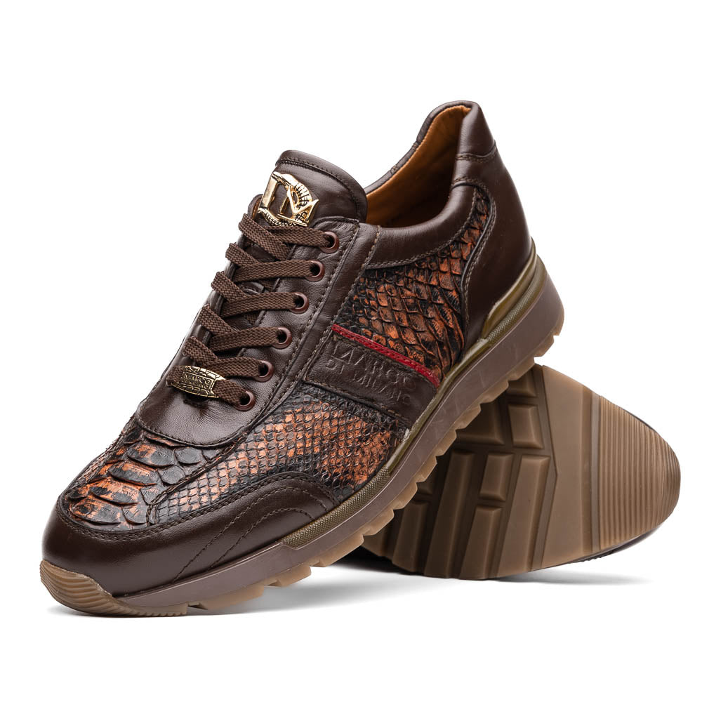 Marco Di Milano Brescia Wash Cognac Python & Calfskin Sneakers - 8