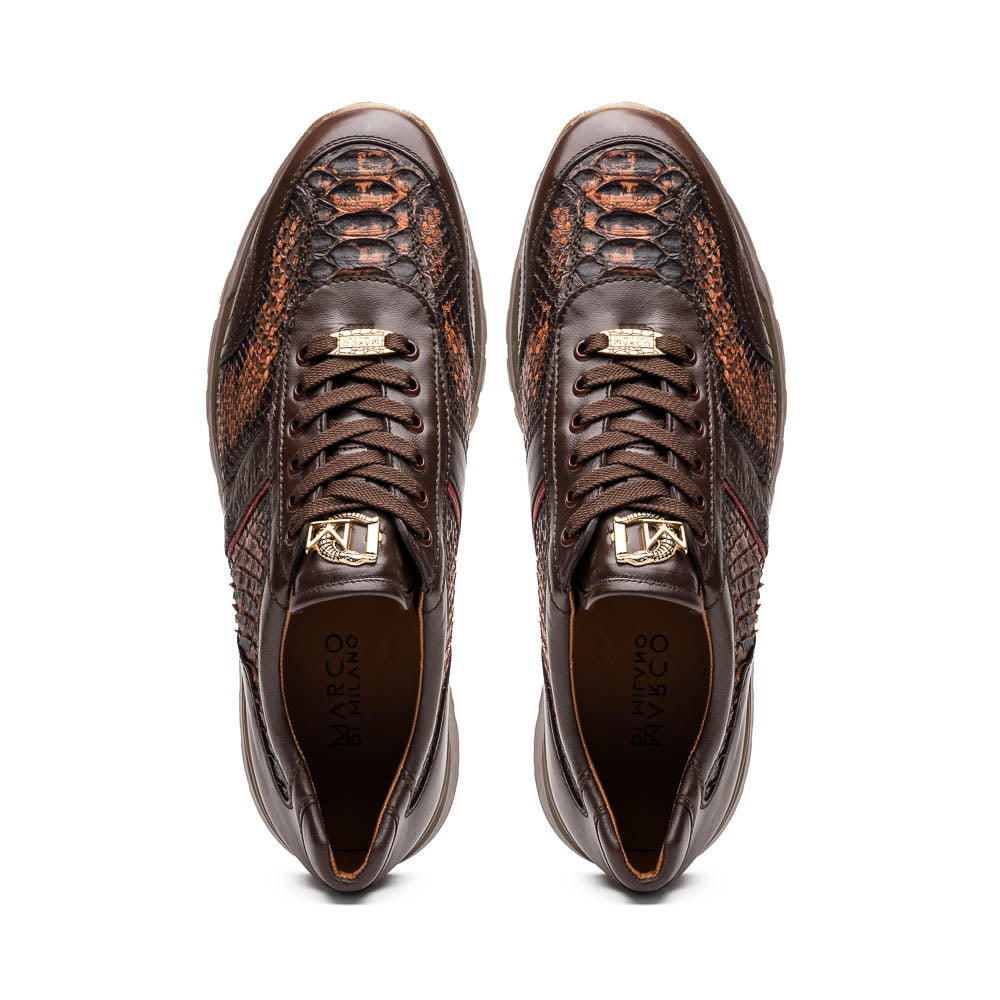 Marco Di Milano Brescia Wash Cognac Python & Calfskin Sneakers - 8