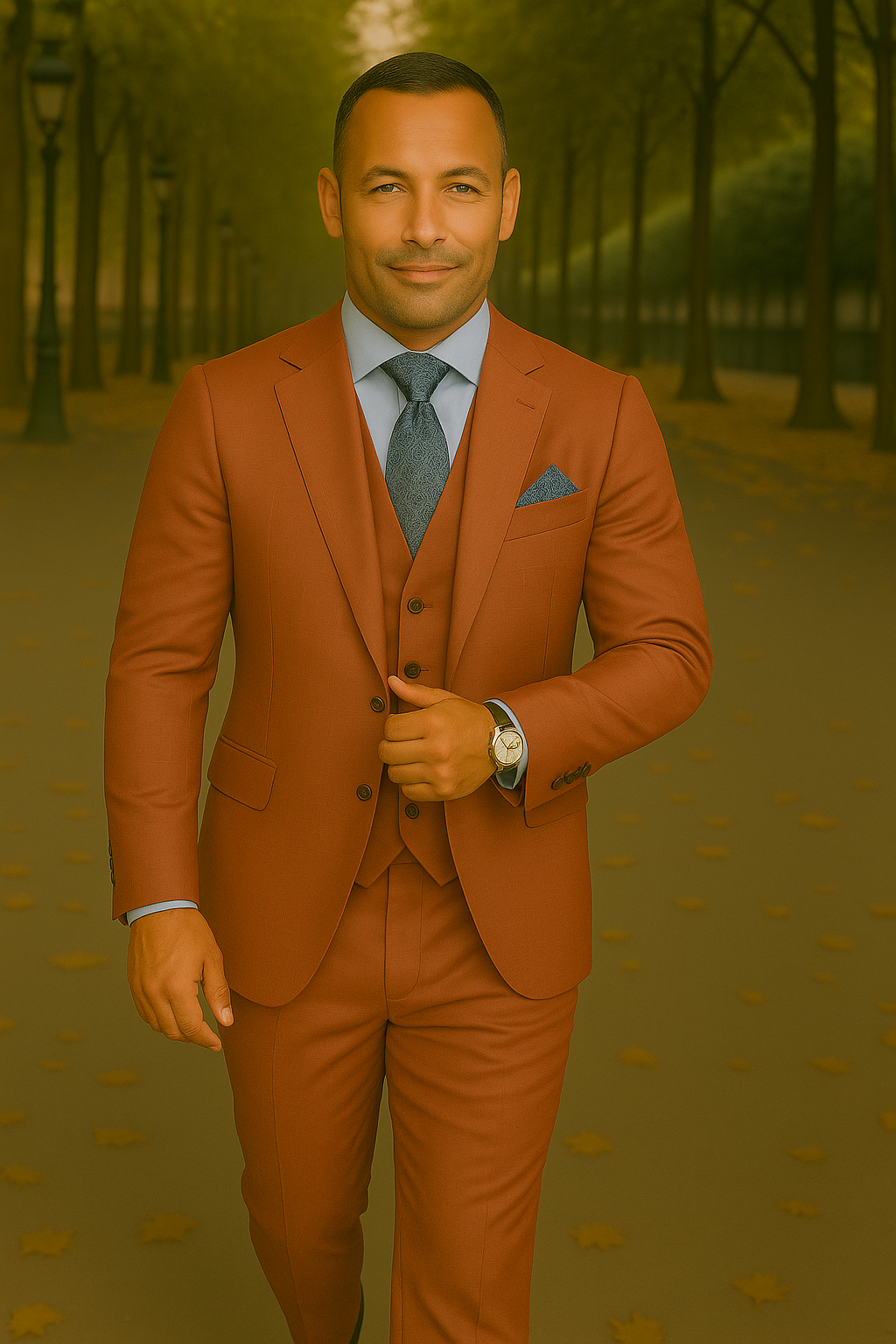 Wool Suit - Italian Made Business Suit by Statement Men's 3 Piece 100% Wool Fashion Suit - Bold Colors - 38R