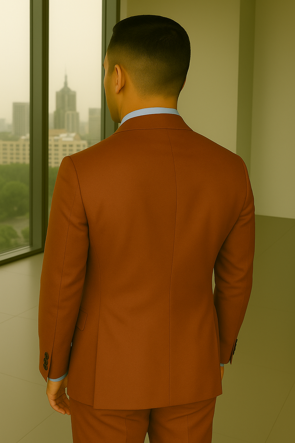 Wool Suit - Italian Made Business Suit by Statement Men's 3 Piece 100% Wool Fashion Suit - Bold Colors - 38R