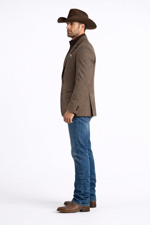Mens Brown Herringbone Tweed Cowboy Western Blazer Classic Country Sport Coat Jacket for Ranch Wear, Cowboy Jacket