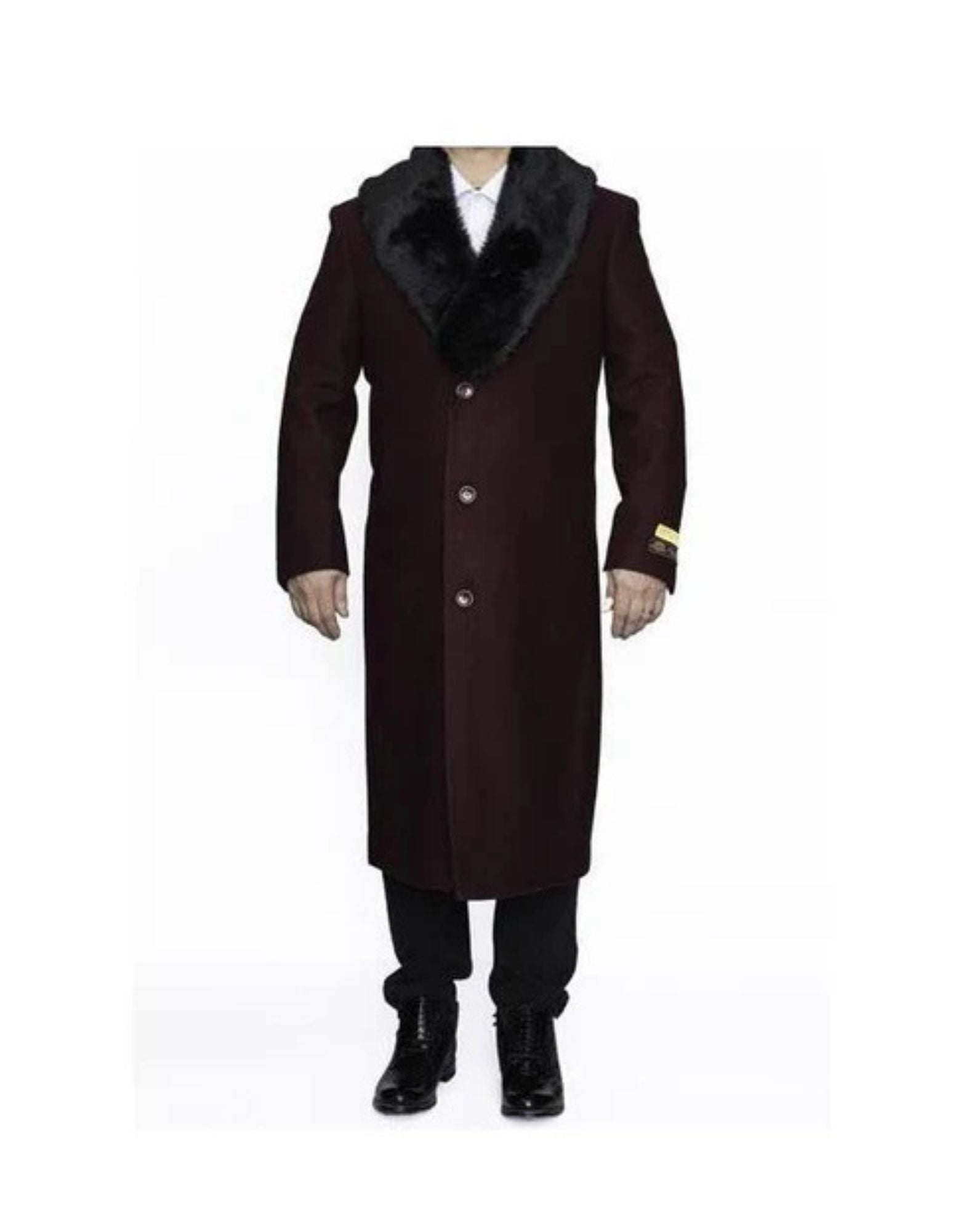 Mens Trench Coats Woolen Burgundy Elegant