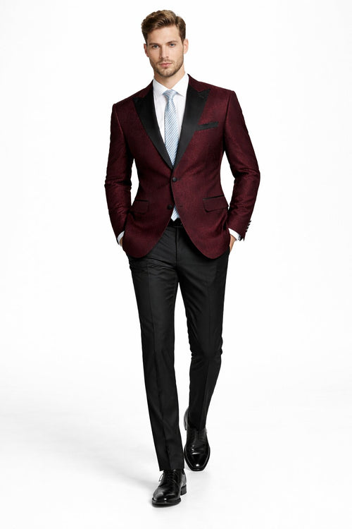 Mens Slim Fit Burgundy Tuxedo Blazer