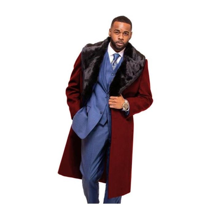 Men's Extra Long Outerwear Coat Available in Black & Charcoal Long Men's Dress Topcoat -  Winter coat & Overcoat  for Tall Man