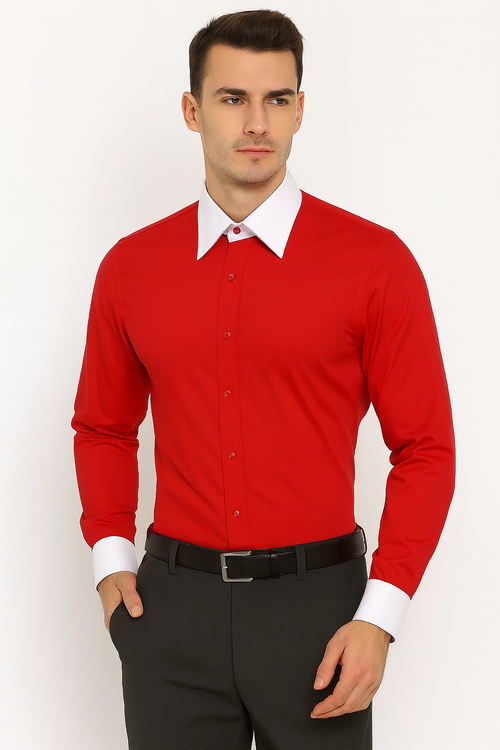 Classic Stylish Fashionable -White Collar Two Toned Contrast white collars Multi-color Men's Dress Shirt