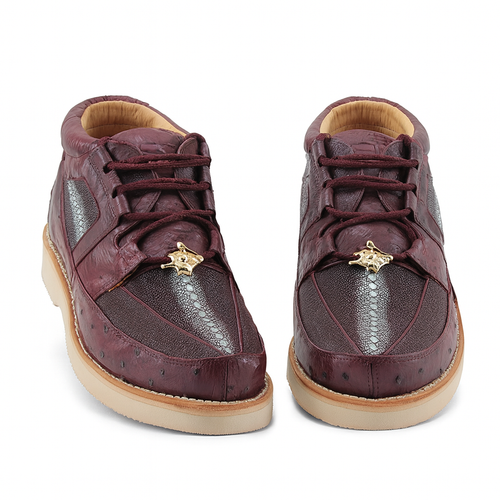 Los Altos Casual Burgundy Genuine Stingray / Ostrich Shoes