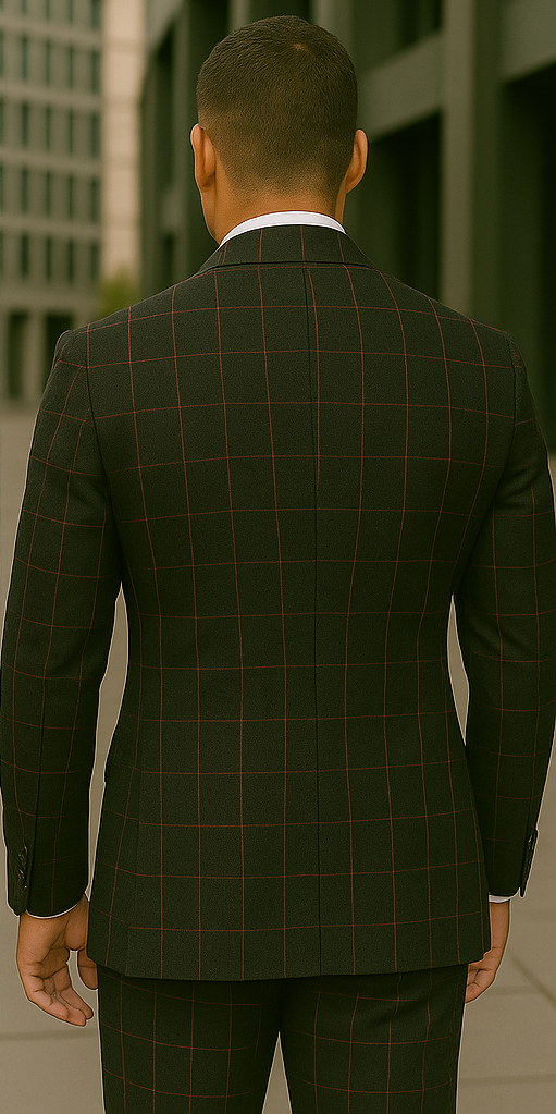 Wool Suit - Italian Made Business Suit by Statement Men's 3 Piece 100% Wool Modern Fit Suit - Bold Accent Color - 38R