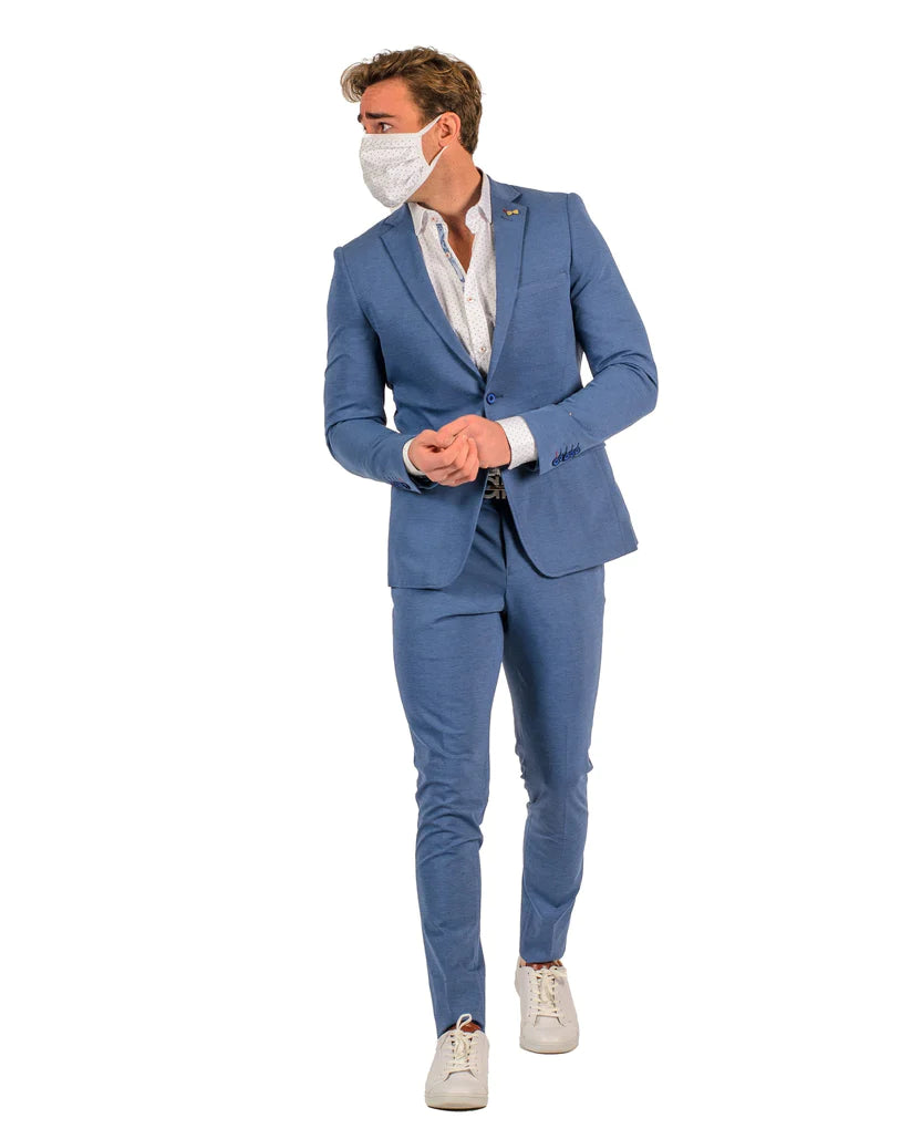 Stretch Fabric - "M.Blue" Light Weight Suit - Slim Fitted Suit "Style #" - Light Blue