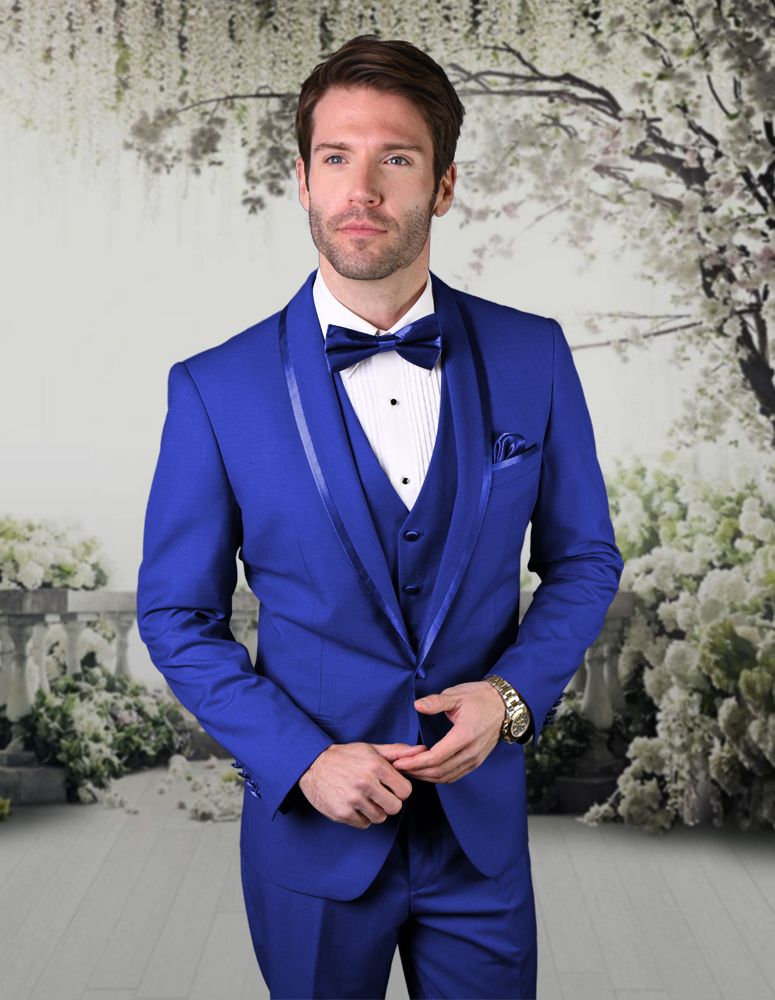 Men's 4 Piece Suit with Tone on Tone Lining Stylish & Professional - 38 Short Jacket+32 Waist Adjustable 28to34)(Height: 5 4 to5 7 )(Neck 15-16.5)S-M)