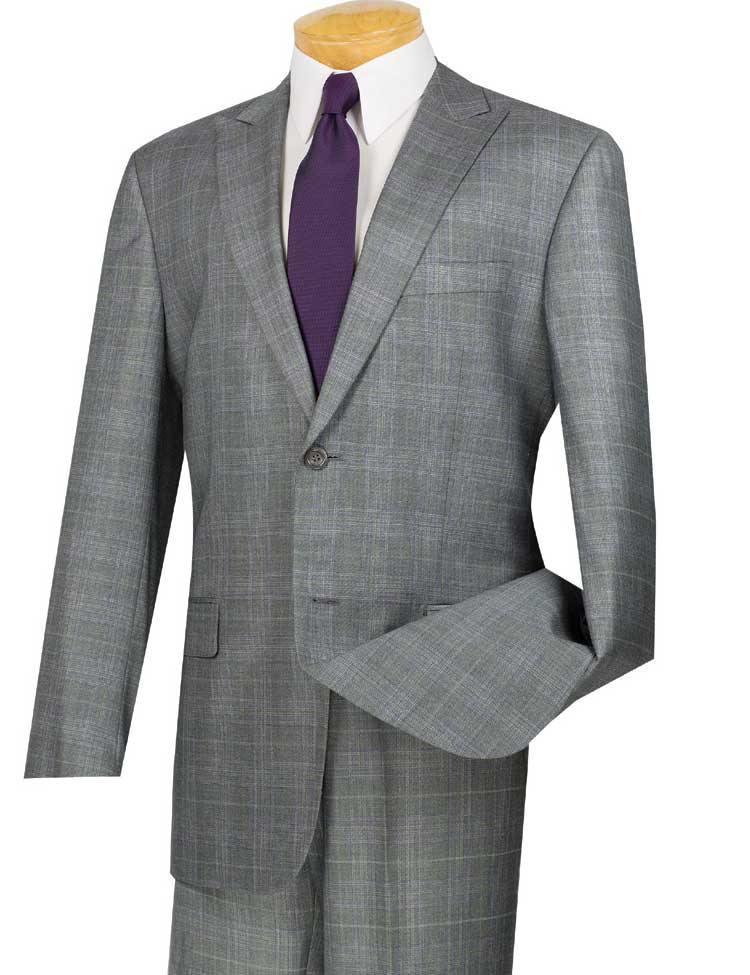 Cambridge Collection-Gray Men's Glen Plaid Suit - 36 Short - 30 Waist