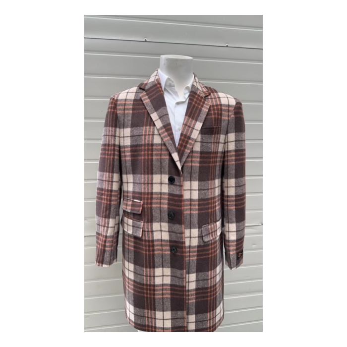 Mens checkered peacoat on sale