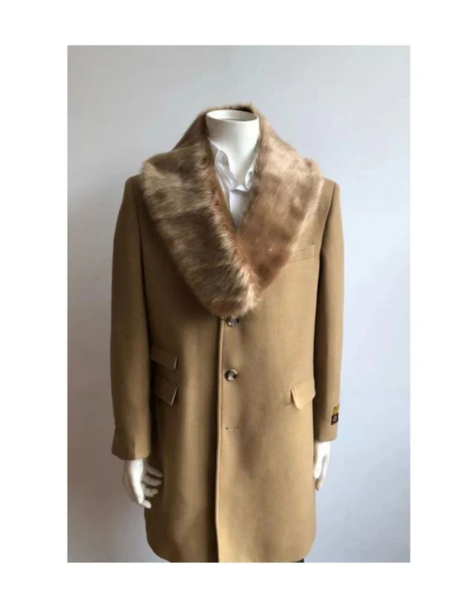 Men's Driving Coat - Men's Car coat - Dark Tan Wool Coat - Coat Size 38