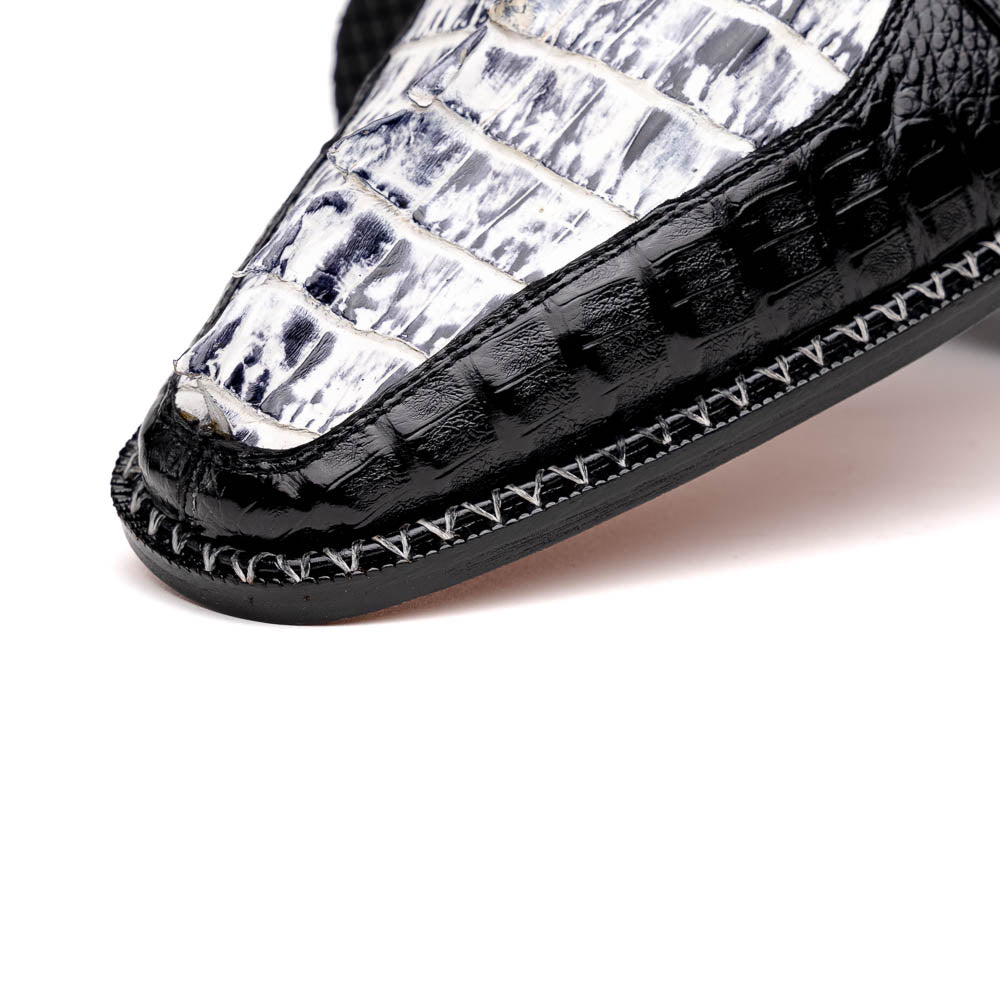 Marco Di Milano Caribe Black / Newspaper Caiman Crocodile Derby Shoes - 8.5